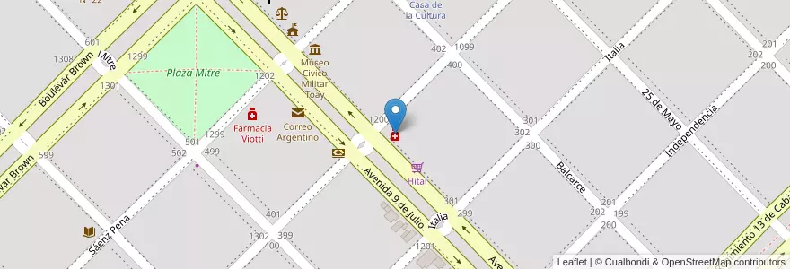 Mapa de ubicacion de Farmacia Galeno en アルゼンチン, ラ・パンパ州, Departamento Toay, Municipio De Toay, Toay.