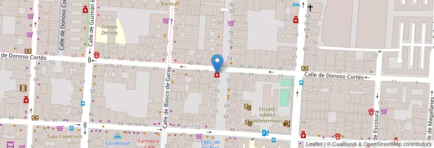 Mapa de ubicacion de Farmacia Galileo 61 | Envio en 1 hora en Madrid en اسپانیا, بخش خودمختار مادرید, بخش خودمختار مادرید, Área Metropolitana De Madrid Y Corredor Del Henares, مادرید.