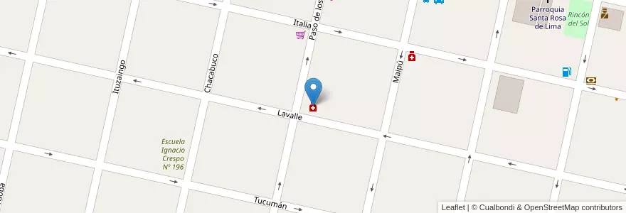 Mapa de ubicacion de Farmacia Galuchi en الأرجنتين, سانتا في, Departamento Belgrano, Municipio De Las Rosas.