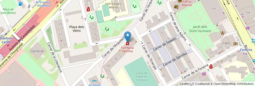 Mapa de ubicacion de Farmàcia Gemma en إسبانيا, كتالونيا, برشلونة, بارسلونس.