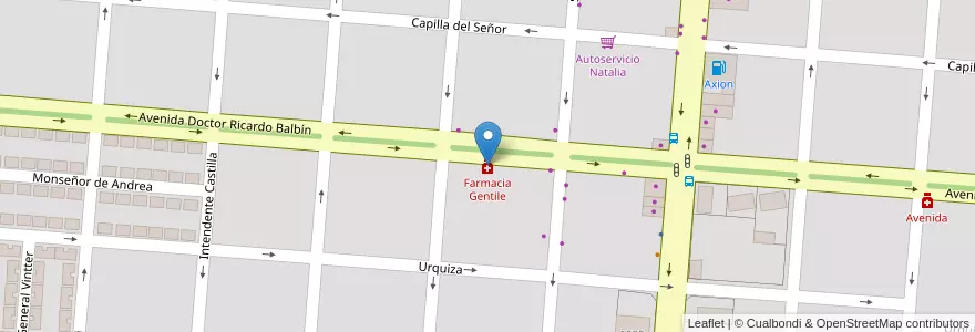 Mapa de ubicacion de Farmacia Gentile en Argentina, Provincia Di Buenos Aires, Partido De Campana.