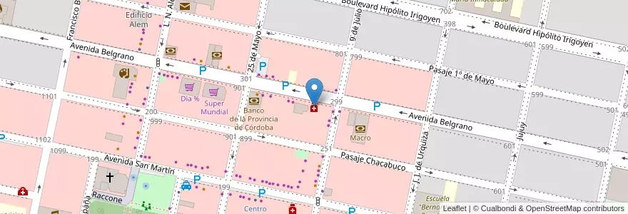 Mapa de ubicacion de Farmacia Ghinaudo en アルゼンチン, コルドバ州, Departamento Marcos Juárez, Pedanía Espinillos, Municipio De Marcos Juárez.