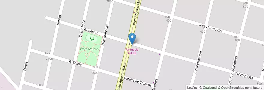 Mapa de ubicacion de Farmacia Gil III en الأرجنتين, تشيلي, Mendoza, Departamento Maipú, Distrito Luzuriaga, Maipú.