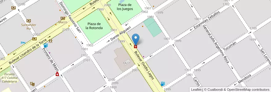 Mapa de ubicacion de Farmacia Gonzalez en Arjantin, Santa Fe, Departamento Caseros, Municipio De Casilda, Casilda.