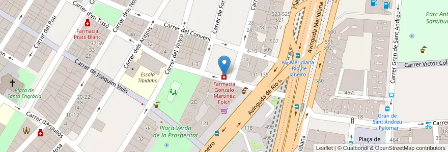 Mapa de ubicacion de Farmacia Gonzalo Martinez Folch en Espanha, Catalunha, Barcelona, Barcelonès, Barcelona.