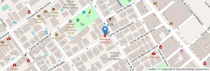 Mapa de ubicacion de Farmàcia Granados en Sepanyol, Catalunya, Barcelona, Barcelonès, Barcelona.