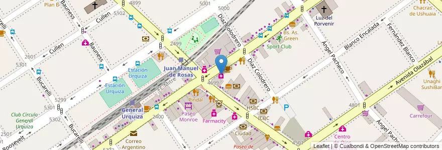 Mapa de ubicacion de Farmacia Grecia, Villa Urquiza en アルゼンチン, Ciudad Autónoma De Buenos Aires, Comuna 12, ブエノスアイレス.