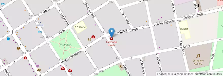 Mapa de ubicacion de Farmacia Guidi en Argentinië, Buenos Aires, Partido De Zárate.