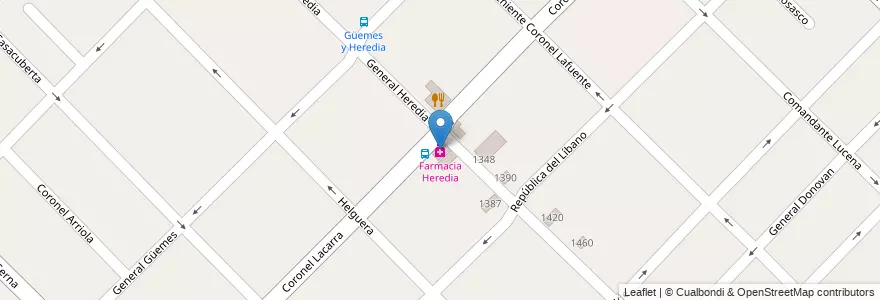 Mapa de ubicacion de Farmacia Heredia en 阿根廷, 布宜诺斯艾利斯省, Partido De Avellaneda, Gerli.