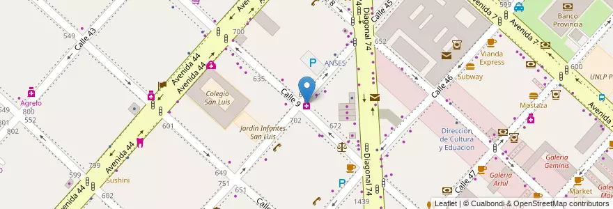 Mapa de ubicacion de Farmacia Homeopata El Aguila, Casco Urbano en Argentinië, Buenos Aires, Partido De La Plata, La Plata.