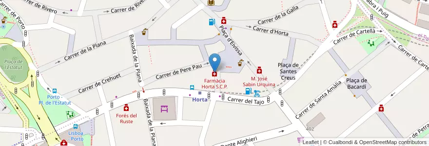 Mapa de ubicacion de Farmàcia Horta S.C.P. en Испания, Каталония, Барселона, Барселонес, Барселона.