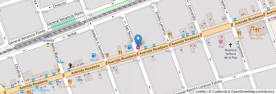 Mapa de ubicacion de Farmacia Hudson, Floresta en Arjantin, Ciudad Autónoma De Buenos Aires, Buenos Aires, Comuna 10.