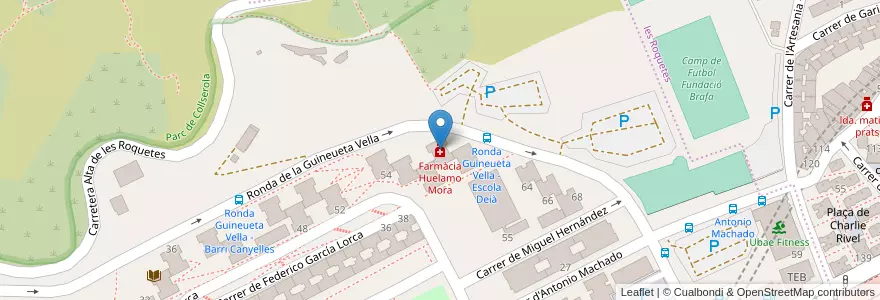 Mapa de ubicacion de Farmàcia Huelamo Mora en İspanya, Catalunya, Barcelona, Barcelonès, Barcelona.