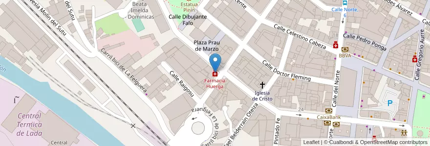 Mapa de ubicacion de Farmacia Huerga en اسپانیا, آستوریاس, آستوریاس, Llangréu/Langreo.