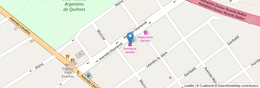 Mapa de ubicacion de Farmacia Ianello en آرژانتین, استان بوئنوس آیرس, Partido De Quilmes, Quilmes.
