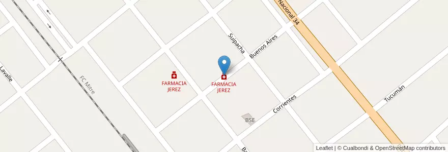 Mapa de ubicacion de FARMACIA JEREZ en Argentinië, Santiago Del Estero, Departamento Avellaneda.