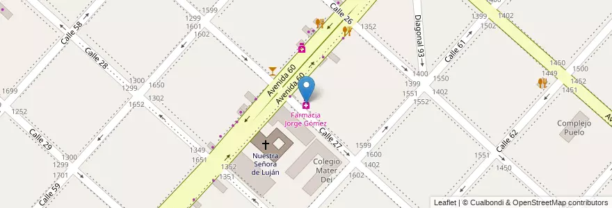 Mapa de ubicacion de Farmacia Jorge Gómez, Casco Urbano en Argentinië, Buenos Aires, Partido De La Plata, La Plata.