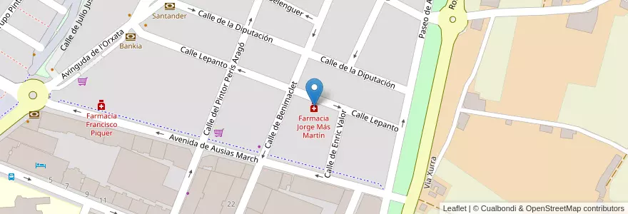 Mapa de ubicacion de Farmacia Jorge Más Martín en Sepanyol, Comunitat Valenciana, València / Valencia, Alboraia / Alboraya.