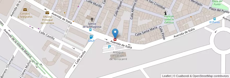 Mapa de ubicacion de Farmacia La Estacion en 西班牙, 安达鲁西亚, Huelva, Comarca Metropolitana De Huelva, Huelva.