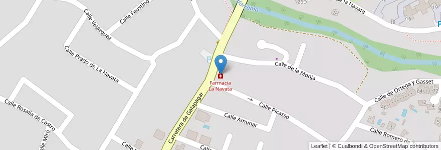 Mapa de ubicacion de Farmacia La Navata en إسبانيا, منطقة مدريد, منطقة مدريد, Cuenca Del Guadarrama, Galapagar.