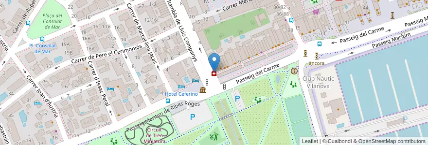 Mapa de ubicacion de Farmàcia La Platja en İspanya, Catalunya, Barcelona, Garraf, Vilanova I La Geltrú.