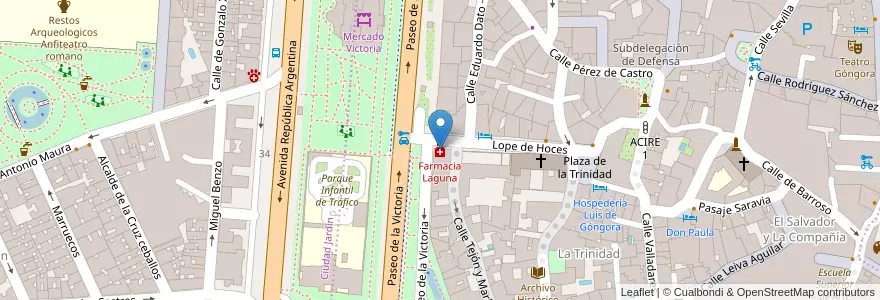 Mapa de ubicacion de Farmacia Laguna en 西班牙, 安达鲁西亚, Córdoba, Córdoba.