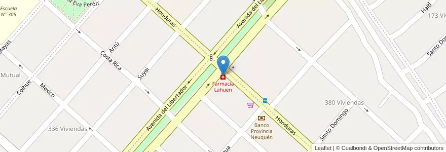 Mapa de ubicacion de Farmacia Lahuen en Arjantin, Şili, Neuquén, Departamento Confluencia, Centenario.