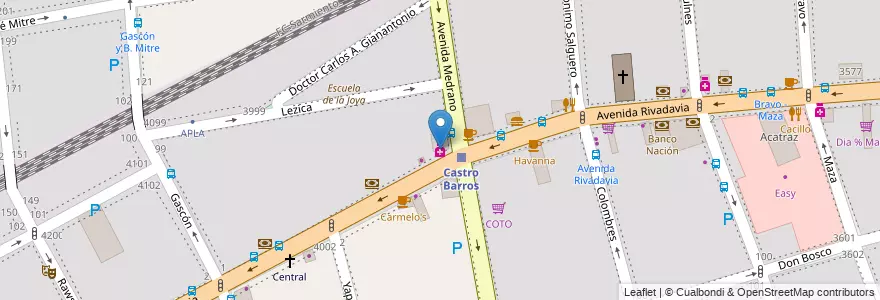 Mapa de ubicacion de Farmacia Latina, Almagro en 阿根廷, Ciudad Autónoma De Buenos Aires, Comuna 5, 布宜诺斯艾利斯.