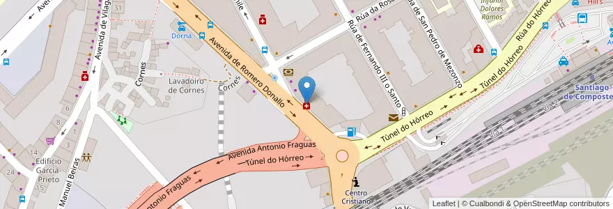 Mapa de ubicacion de Farmacia Lda. Amparo B. Souto Hernández en España, Galicia / Galiza, A Coruña, Santiago, Santiago De Compostela.