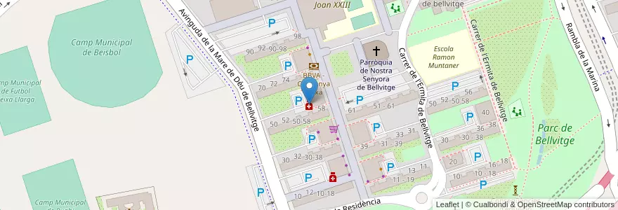 Mapa de ubicacion de Farmacia Ldo. Lluís Cortit en 스페인, Catalunya, Barcelona, Barcelonès, L'Hospitalet De Llobregat.