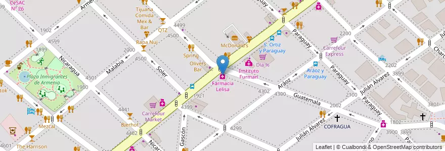 Mapa de ubicacion de Farmacia Lelisa, Palermo en Аргентина, Буэнос-Айрес, Буэнос-Айрес, Comuna 14.