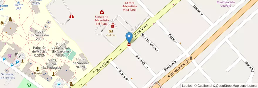 Mapa de ubicacion de Farmacia Libertador en 阿根廷, 恩特雷里奥斯省, Departamento Diamante, Libertador San Martín, Distrito Palmar.