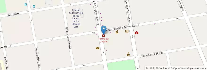 Mapa de ubicacion de Farmacia Lincoln en Argentina, Chile, Wilayah Neuquén, Departamento Confluencia, Municipio De Cutral Có, Cutral Có.