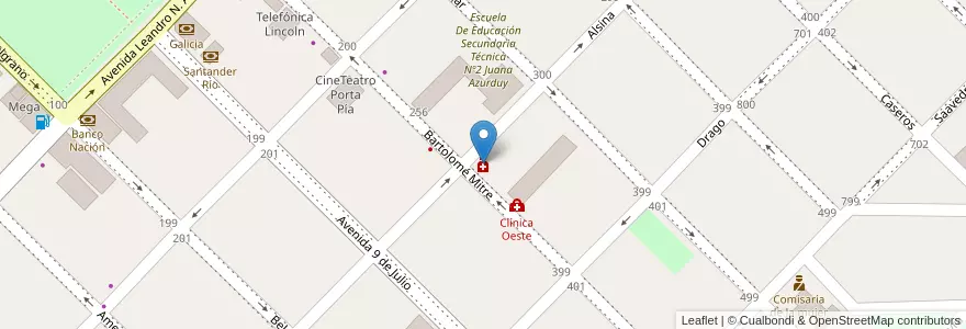 Mapa de ubicacion de Farmacia Lincoln en Arjantin, Buenos Aires, Partido De Lincoln.