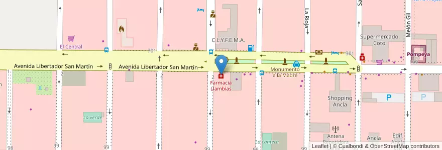 Mapa de ubicacion de Farmacia Llambías en アルゼンチン, ブエノスアイレス州, Partido De La Costa, Mar De Ajó.