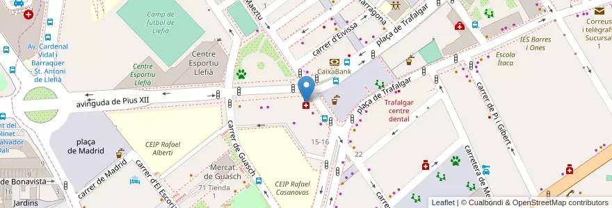 Mapa de ubicacion de Farmàcia Llefià en Spanje, Catalonië, Barcelona, Barcelonès, Badalona.