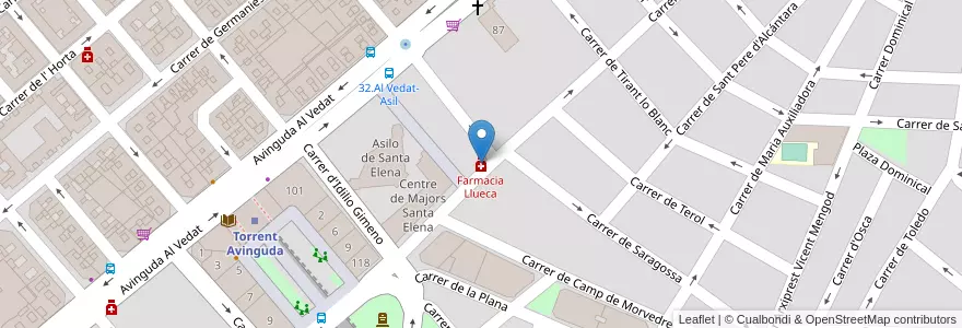 Mapa de ubicacion de Farmacia Llueca en Sepanyol, Comunitat Valenciana, València / Valencia, L'Horta Oest, Torrent.