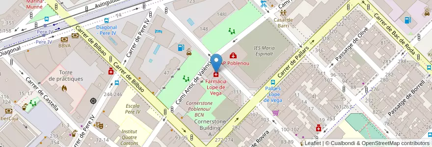 Mapa de ubicacion de Farmàcia Lope de Vega en اسپانیا, Catalunya, Barcelona, Barcelonès, Barcelona.