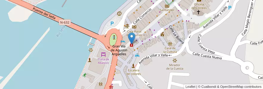 Mapa de ubicacion de Farmacia Lorenzo Giralda Javier en اسپانیا, آستوریاس, آستوریاس, Ribadesella.