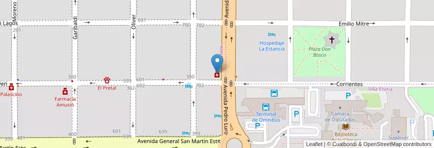 Mapa de ubicacion de Farmacia Lutilsky en آرژانتین, La Pampa, Municipio De Santa Rosa, Departamento Capital, Santa Rosa.