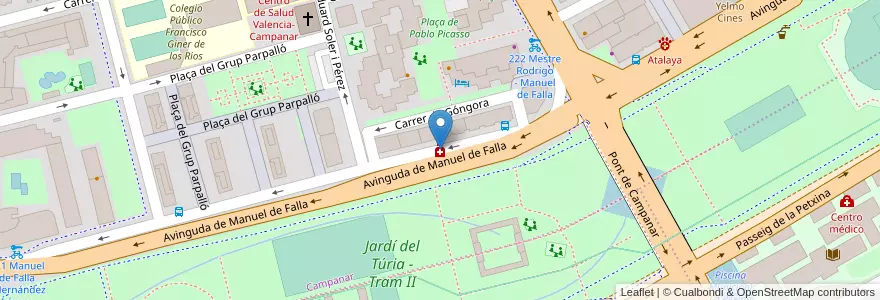 Mapa de ubicacion de Farmacia Mª Soledad Yoldi Galar en إسبانيا, منطقة بلنسية, فالنسيا, Comarca De València, فالنسيا.