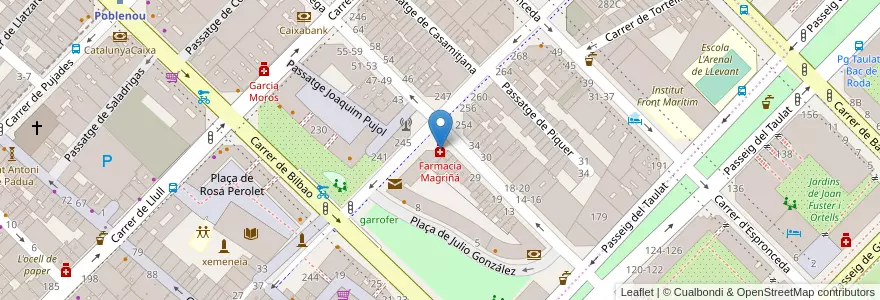 Mapa de ubicacion de Farmacia Magriñá en Espanha, Catalunha, Barcelona, Barcelonès, Barcelona.