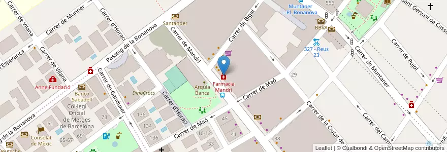 Mapa de ubicacion de Farmacia Mandri en Spagna, Catalunya, Barcelona, Barcelonès, Barcelona.