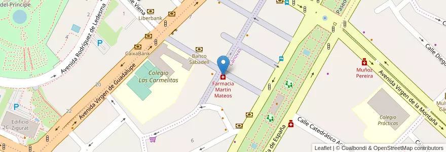 Mapa de ubicacion de Farmacia Martín Mateos en España, Extremadura, Cáceres, Cáceres, Cáceres.