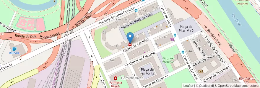 Mapa de ubicacion de Farmàcia Martinez Matas en 西班牙, Catalunya, Barcelona, Barcelonès, Barcelona.
