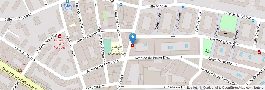 Mapa de ubicacion de Farmacia - Matilde Hernández, 9 en 西班牙, Comunidad De Madrid, Comunidad De Madrid, Área Metropolitana De Madrid Y Corredor Del Henares, Madrid.
