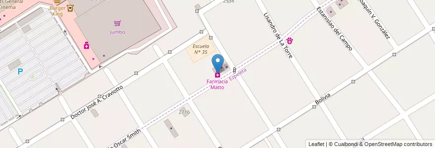 Mapa de ubicacion de Farmacia Matto en 阿根廷, 布宜诺斯艾利斯省, Partido De Quilmes, Quilmes, Ezpeleta.