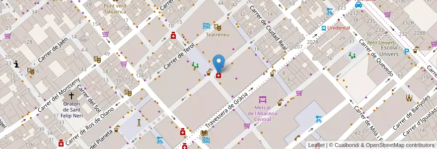 Mapa de ubicacion de Farmàcia Mauri en إسبانيا, كتالونيا, برشلونة, بارسلونس, Barcelona.