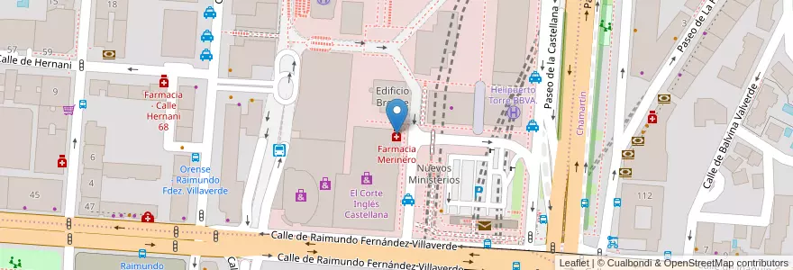 Mapa de ubicacion de Farmacia Merinero en 西班牙, Comunidad De Madrid, Comunidad De Madrid, Área Metropolitana De Madrid Y Corredor Del Henares, Madrid.