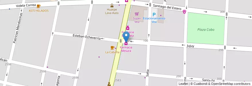 Mapa de ubicacion de Farmacia Mesura en アルゼンチン, チリ, メンドーサ州, Departamento Capital, Ciudad De Mendoza.